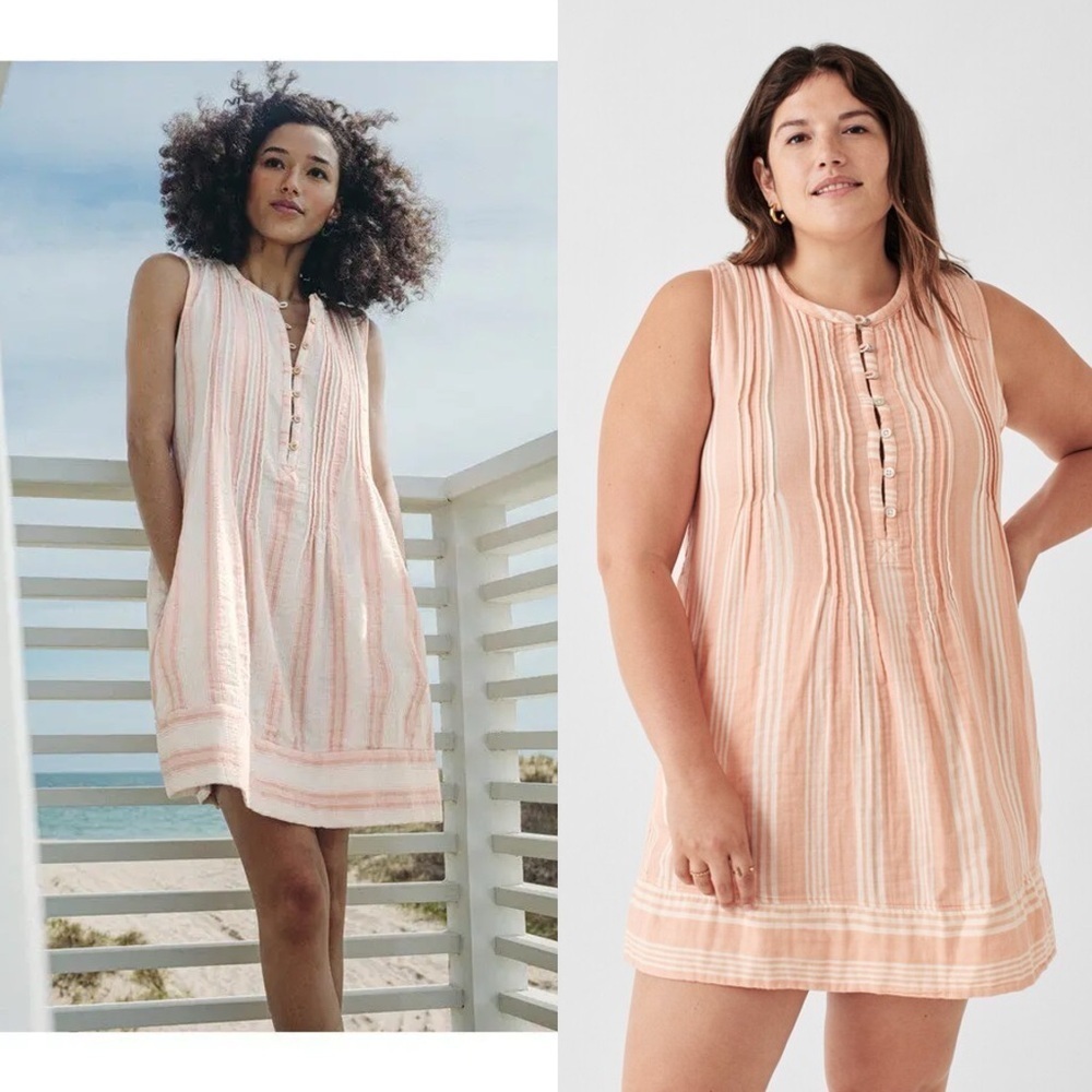 Faherty Dream Organic Cotton Gauze Isha Dress Stripe - Picture 3 of 8